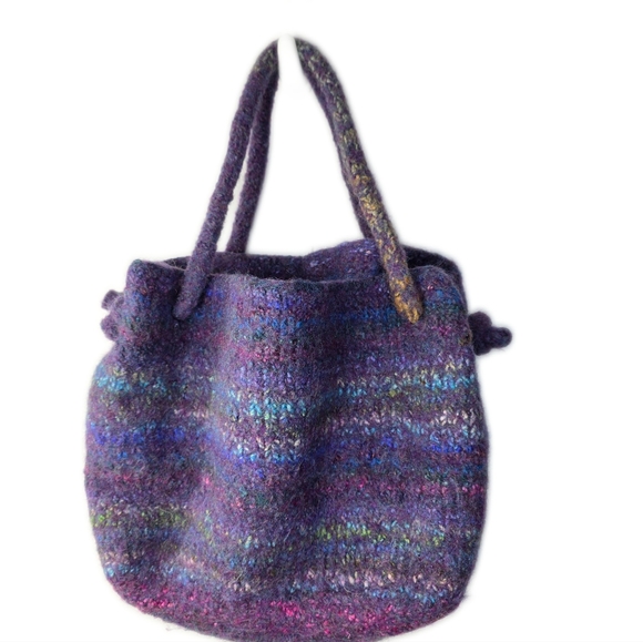Handmade Handbags - Hand Crafted Boiled Wool Lavender Handbag